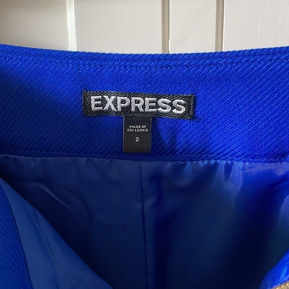 Express Women’s Cobalt Blue Skater Skirt with Gold Front Zipper - Size 2 - Picture 3 of 6